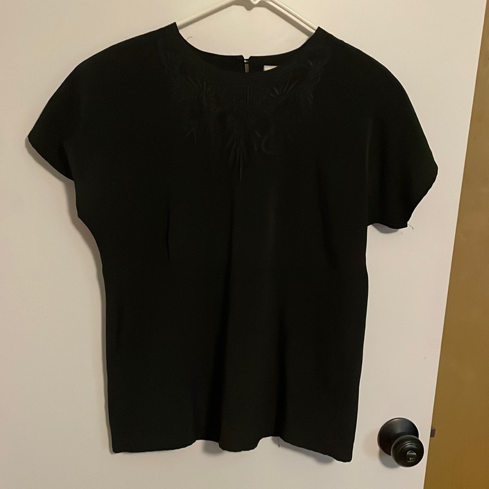 Yves St. Clair Black Embroidered Dressy Blouse